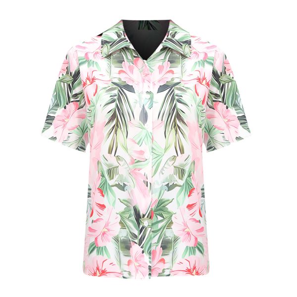 Floral Print Collared Shirt | Women's Short Sleeve Pleated Top