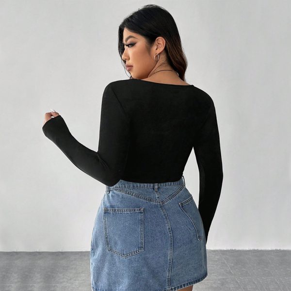 Plus Size Street Low Cut Bottoming Shirt