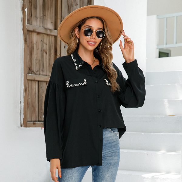 Spring/Autumn Beaded Loose Shirt