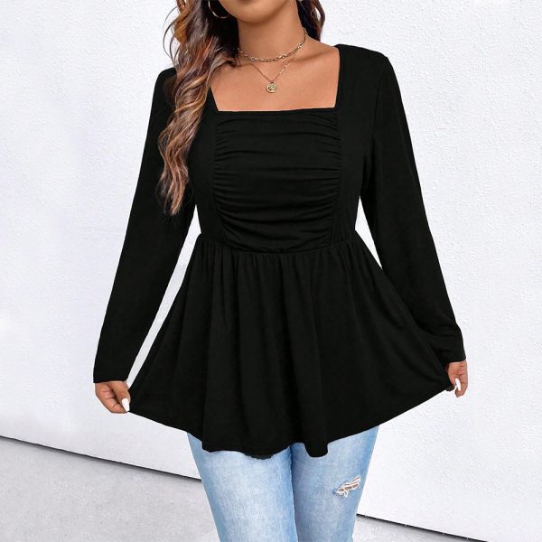 Plus Size Square Collar Knit Shirt