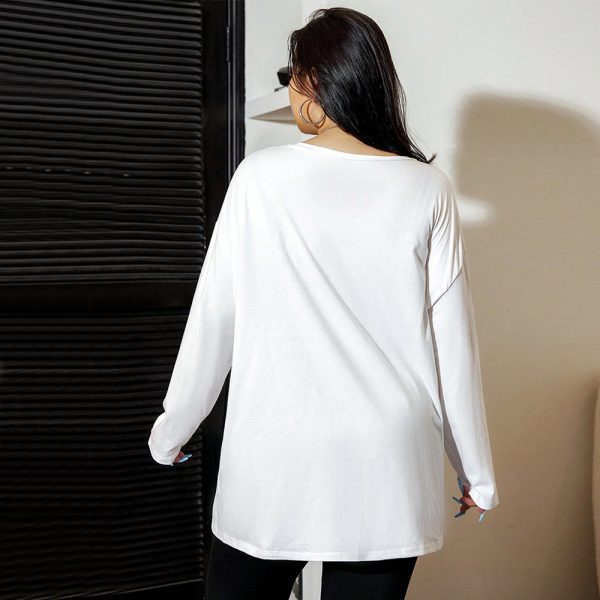 Plus Size Side Slit Mid-Length T-shirt