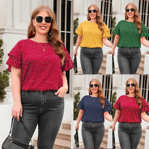 Polka Dot Plus Size Loose-Fit T-Shirt