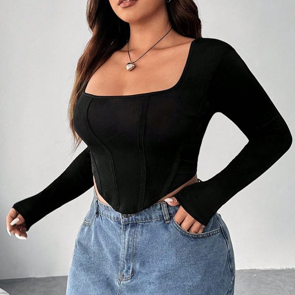 Plus Size Street Low Cut Bottoming Shirt