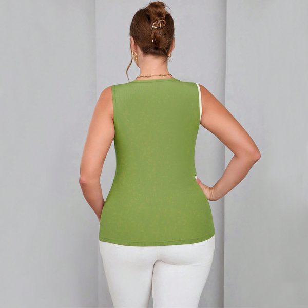 Plus Size Fall Winter Contrast Vest