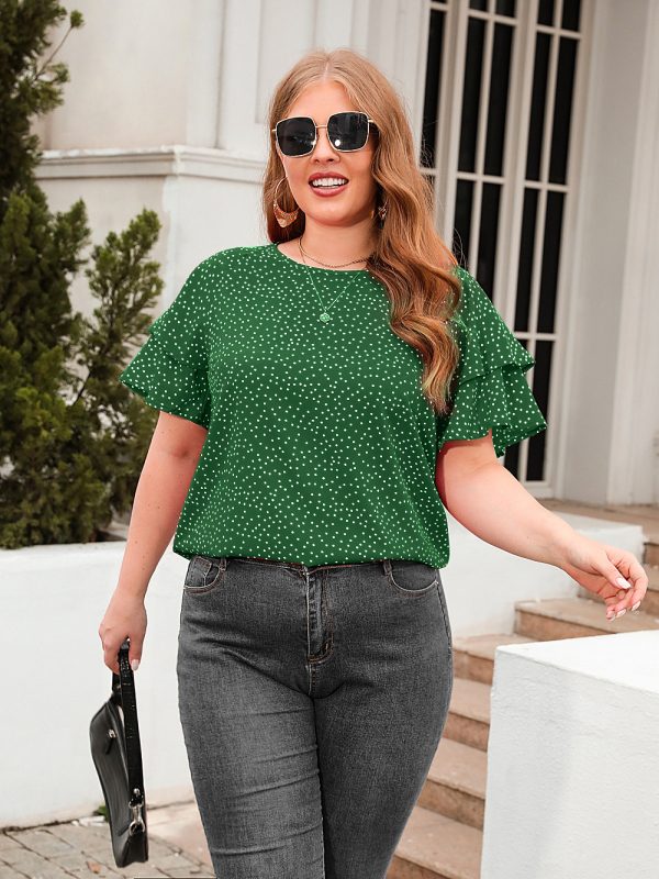 Polka Dot Plus Size Loose-Fit T-Shirt