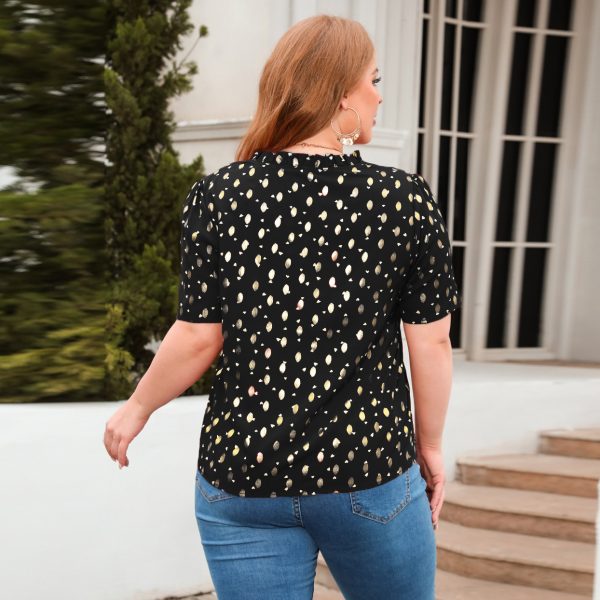 Plus Size V-Neck Short Sleeve Office T-Shirt