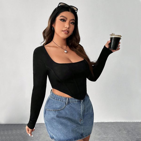 Plus Size Street Low Cut Bottoming Shirt