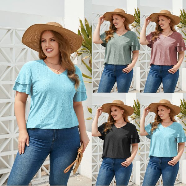 Plus Size V-Neck Short Sleeve T-Shirt