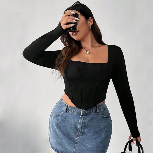 Plus Size Street Low Cut Bottoming Shirt