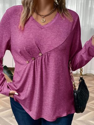 French V-Neck Long Sleeve Bottoming Shirt