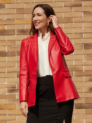 Single-Button Long-Sleeved Solid Color Leather Coat