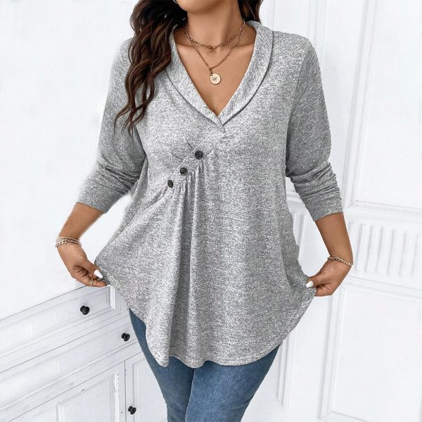 Plus Size Sailor Collar Asymmetric Blouse