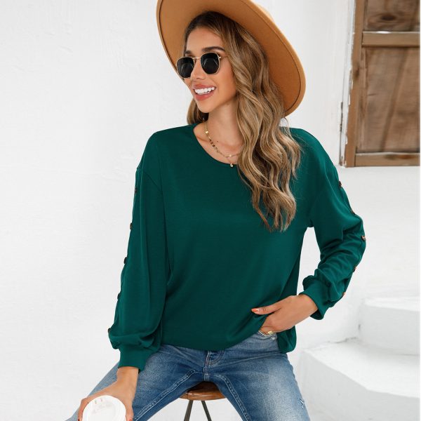 nd Neck Button Long Sleeve Top: Casual Comfort