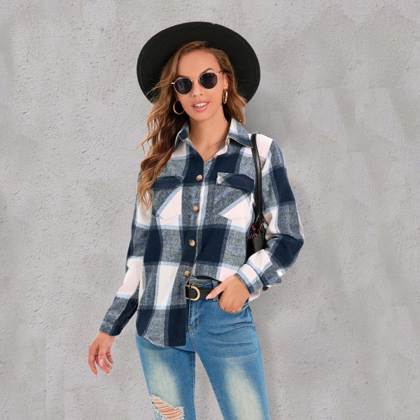 Women's Plaid Button Shirt Jacket