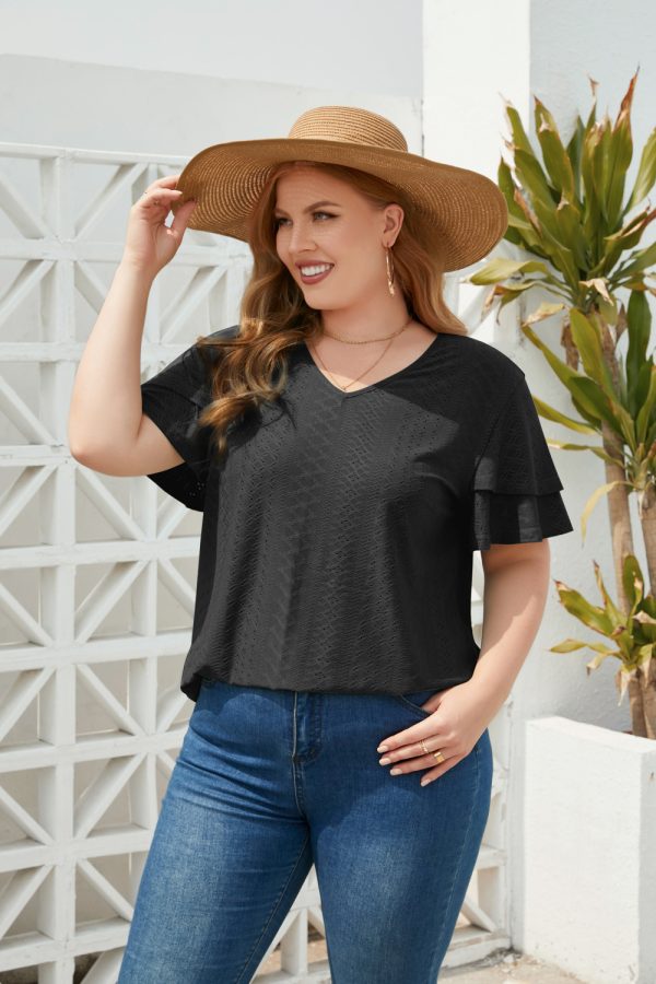 Plus Size V-Neck Short Sleeve T-Shirt