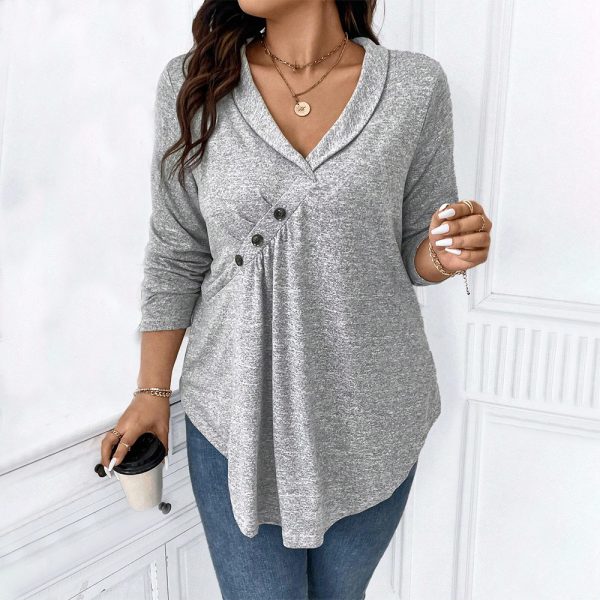 Plus Size Sailor Collar Asymmetric Blouse