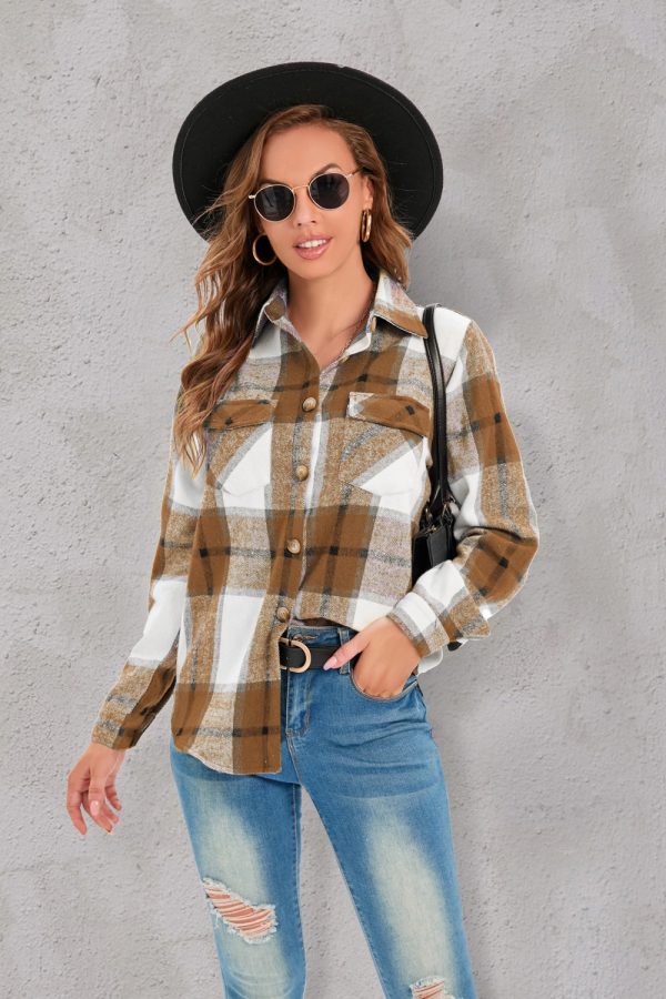 Women's Plaid Button Shirt Jacket