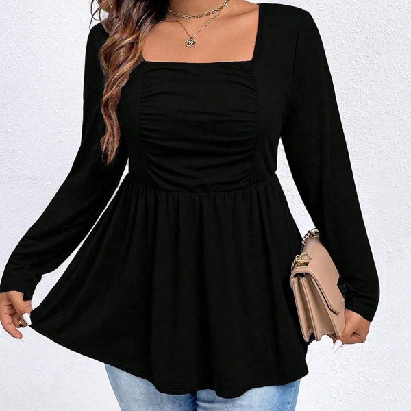 Plus Size Square Collar Knit Shirt