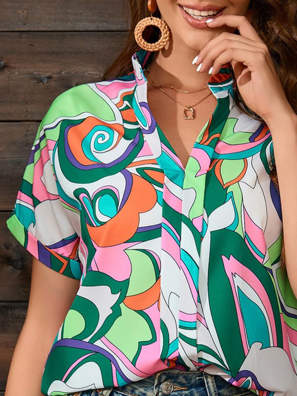 Summer Abstract Print Pullover Shirt