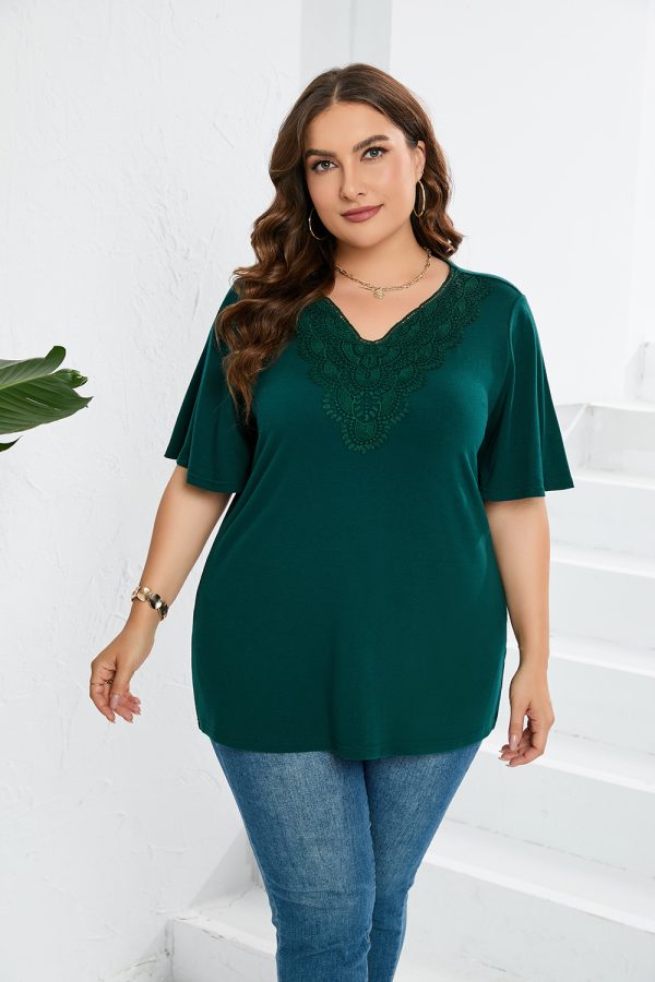 Plus Size Lace Patchwork T-Shirt