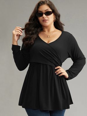 Plus Size Pleated Bottoming Shirt