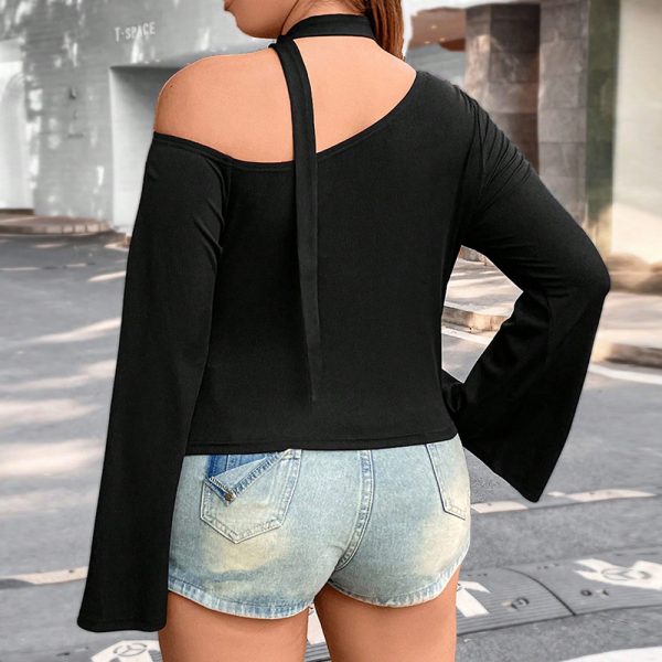 Plus Size Asymmetric Off-Shoulder T-shirt