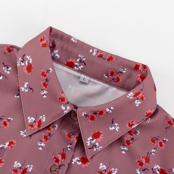 Autumn Floral Polo Collar A-line Dress