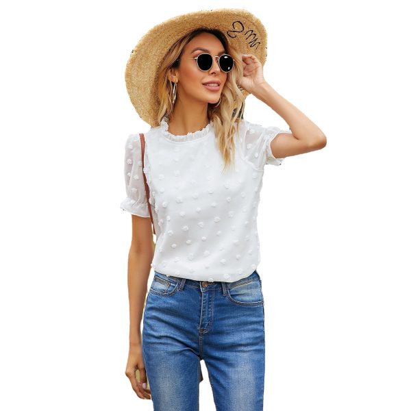 Chiffon Round Neck Short Sleeve Top - Summer Chic