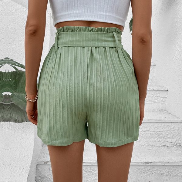 Stylish Solid Color Pleated Shorts for Women
