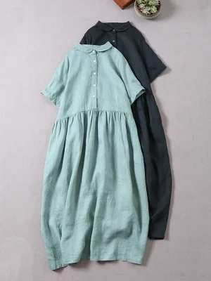 Japanese Linen Collar Dress: Summer Chic