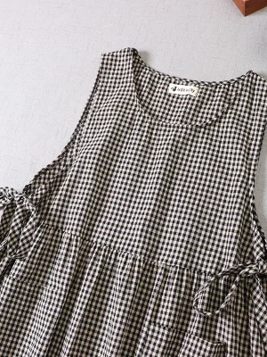 Japanese-Spring-Female-Literary-Plaid-Sleeveless-Cotton-Dress-Mori-Girl-Midi-Dress-Lolita-Dress-Cotton-Linen-1