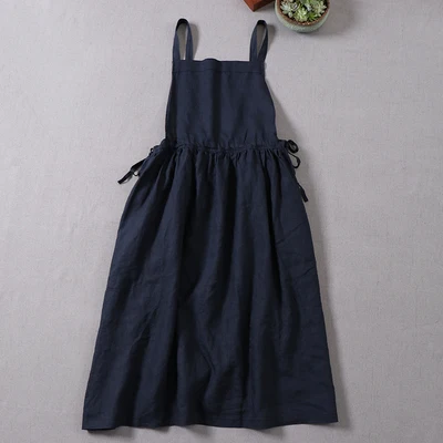 Eco-Friendly Japanese-Inspired Long Linen Strap Dress