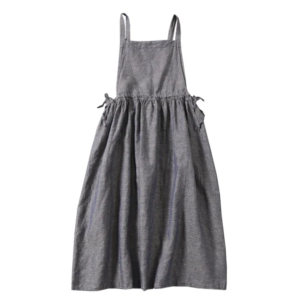 Eco-Friendly Japanese-Inspired Long Linen Strap Dress