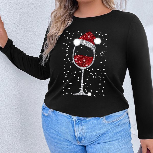 Christmas Long-Sleeved T-Shirt - Plus Size Autumn