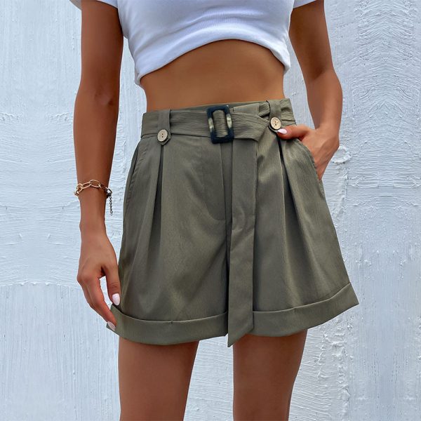Green Shorts with Belt - Casual Summer Vibes