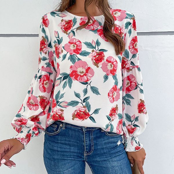 Printed Long-Sleeve Shirt - Autumn Elegance