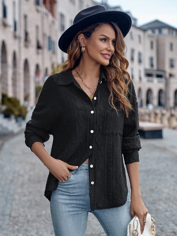 Loose Long Sleeve Collared Single-Breasted Shirt