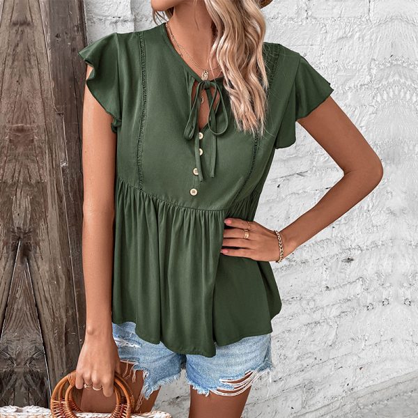 Flying Sleeve Solid Shirt - Summer Chic