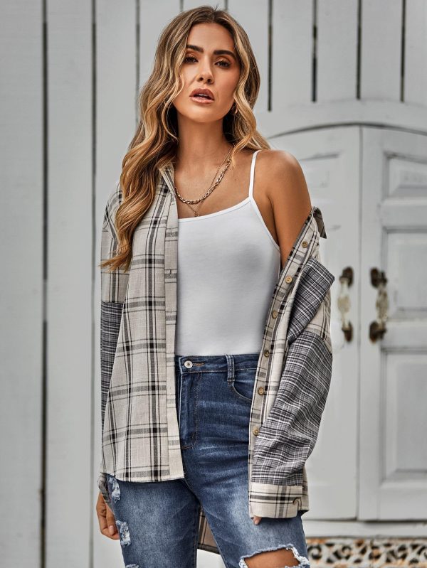 Plaid Stitching Shirt - Autumn Casual