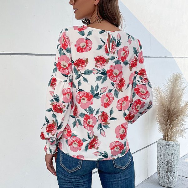 Printed Long-Sleeve Shirt - Autumn Elegance