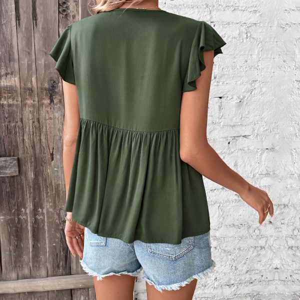 Flying Sleeve Solid Shirt - Summer Chic