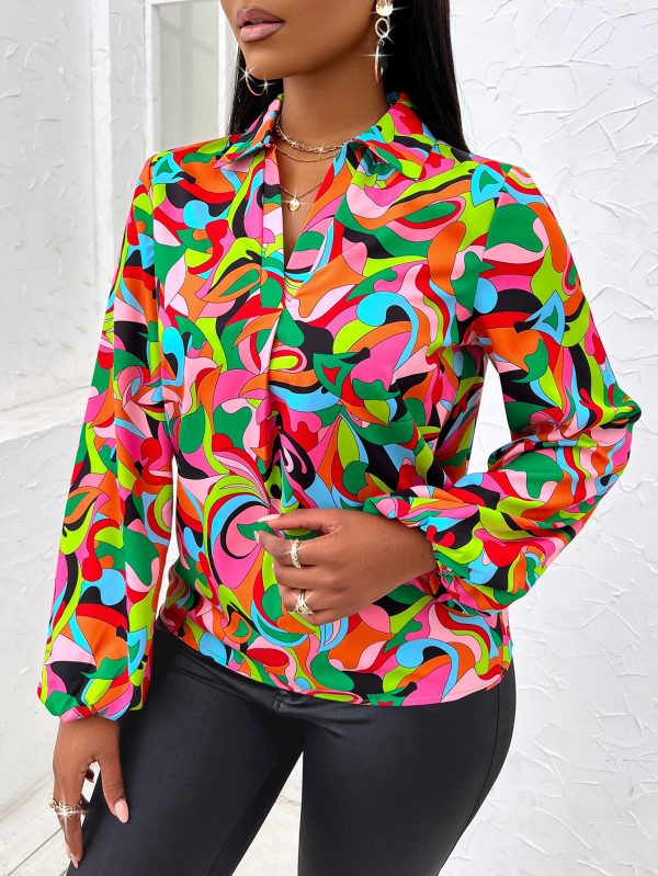 Trendy & Sexy Printing Collared Long Sleeve Shirt