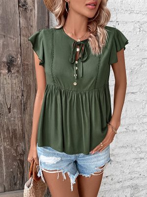 Flying Sleeve Solid Shirt - Summer Chic