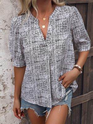 Short Sleeve Color Matching Shirt - Summer Chic