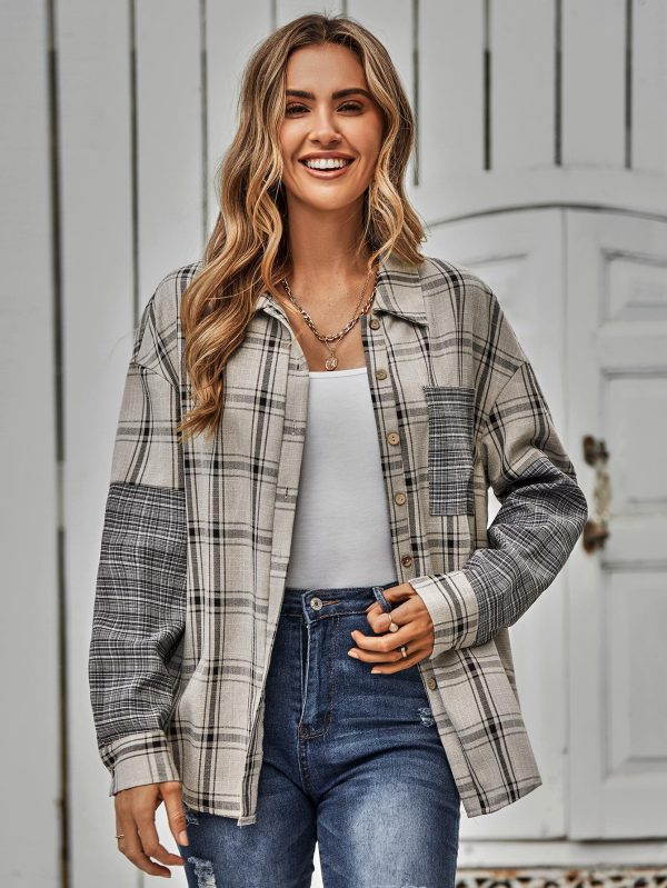 Plaid Stitching Shirt - Autumn Casual