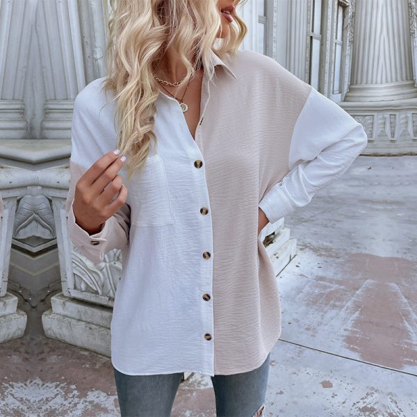 Autumn Women's Color Matching Long Sleeve Shirt