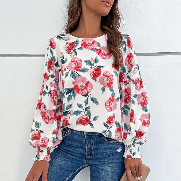 Printed Long-Sleeve Shirt - Autumn Elegance