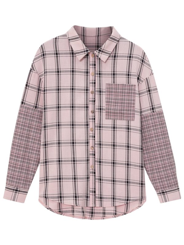 Plaid Stitching Shirt - Autumn Casual