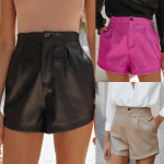 High Waist Leather Shorts - Spring/Summer