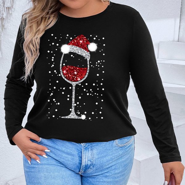 Christmas Long-Sleeved T-Shirt - Plus Size Autumn